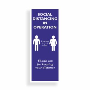 Roller Banner Stand Pop-up for Social Distancing in Operation | 2 Metres (6 Feet). Bespoke designs available on request.