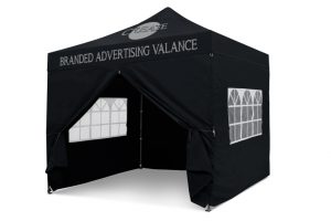 Black 3m x 3m Pop-uo Gazebo - Branded Roof & Valance