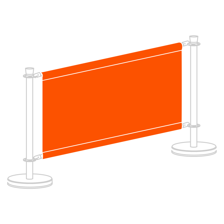Replacement Custom Printed Café Barrier Banners made in R-101 Mandarina Canvas Café Banners Acrylic Canvas Café barrier banners made from Recasens acrylic canvas are banners designed for use in cafes, restaurants, and other similar establishments.